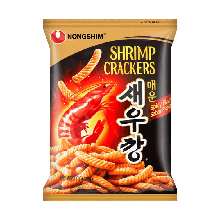 ot & Spicy Shrimp Crackers, Light & Crispy Seafood Snack, 2.64 oz