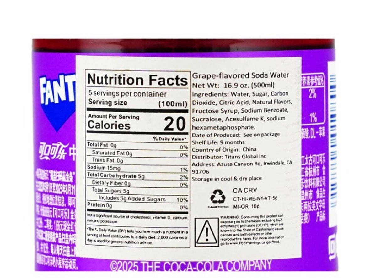 Fanta Grape Flavored Soda -, 16.9 fl oz Import Bottle