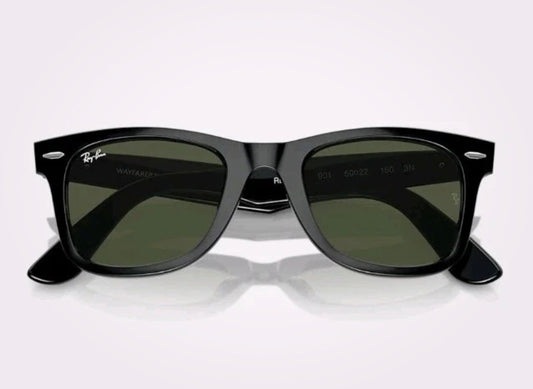 Ray-Ban RB2140 901 50-22 Wayfarer Green Lenses Unisex Classic Sunglasses - Black