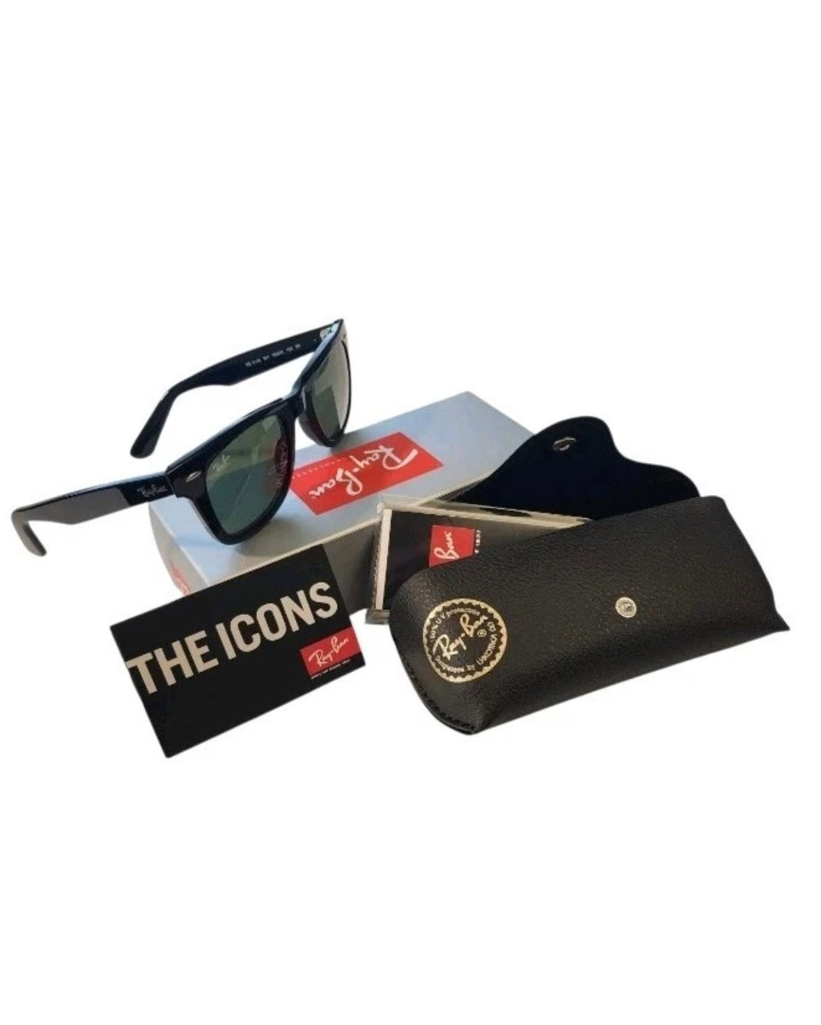 Ray-Ban RB2140 901 50-22 Wayfarer Green Lenses Unisex Classic Sunglasses - Black