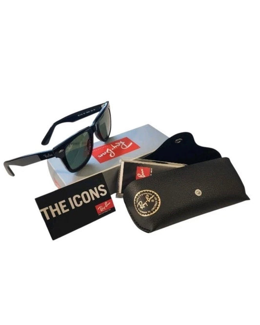 Ray-Ban RB2140 901 50-22 Wayfarer Green Lenses Unisex Classic Sunglasses - Black